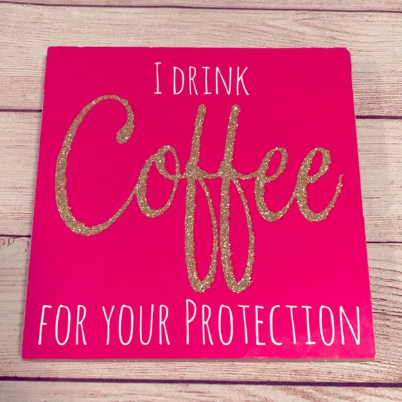Coffee Funny Pink & Gold Glitter Bling Sign Kitchen Home Decor - Picture 1 of 9